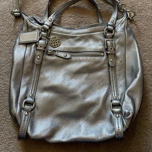 Coach silver leather handbag